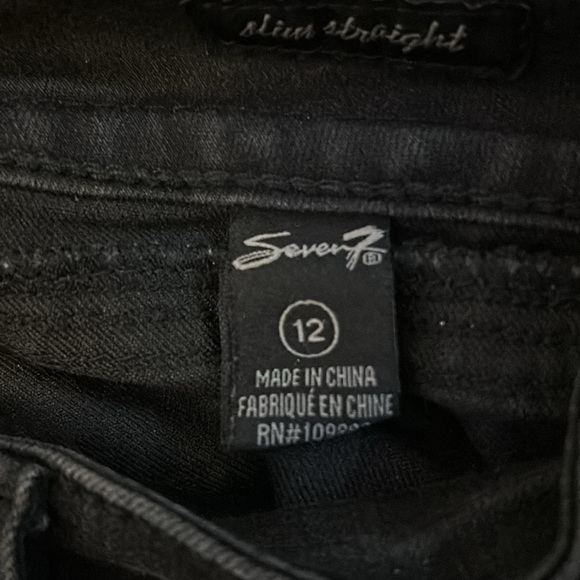 SEVEN 7 Jeans Black Distressed Slim Straight Size 12 - Picture 12 of 12